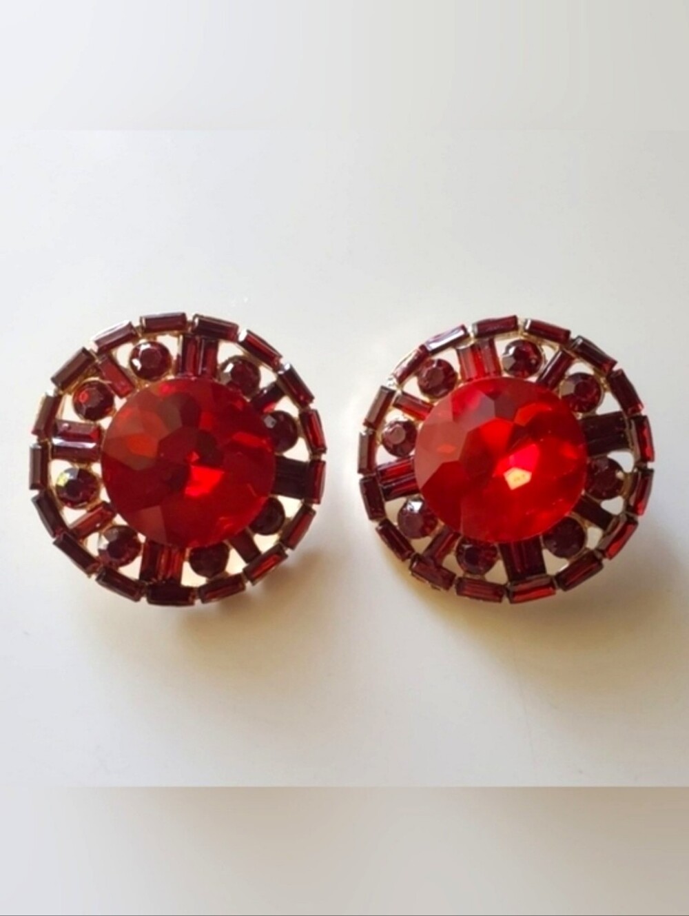 Oversized Rhinestone Button Earrings